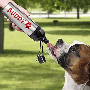 Personalized Dog Water Bottles - Paw Prints - 10153