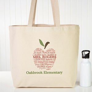 Personalized Apple Tote Bag for Teachers