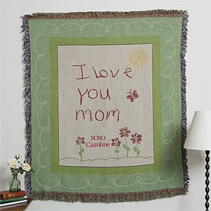 Personalized Mother's Day Afghan - I Love You Mom - 10214
