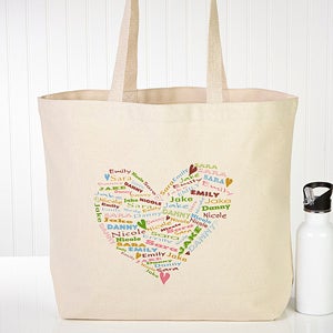 Personalized Canvas Tote Bag - Her Heart Of Love