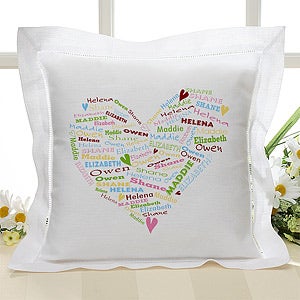 Personalized Linen Pillow Cover - Her Heart of Love