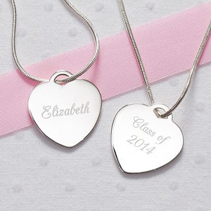 Personalized Graduation Necklace - Silver Heart - 10434