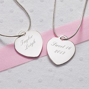 Personalized Birthday Necklace - Silver Heart - 10435