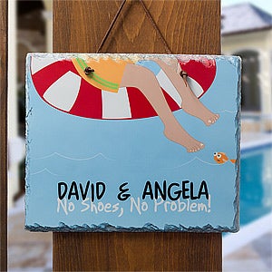 Personalized Swimming Pool Signs - No Shoes No Problem - 10438