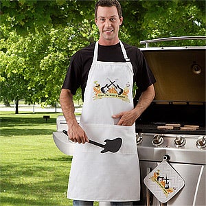 Personalized Guitar BBQ Apron & Potholder - Rockin' The Grill - 10441