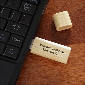 Engraved USB Flash Drive with Custom Name - Bamboo - 10488