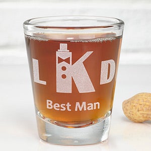 Personalized Groomsman Shot Glass - Wedding Initials - 10530