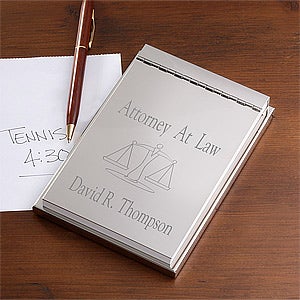 Engraved Silver Notepad for Lawyers - 10558