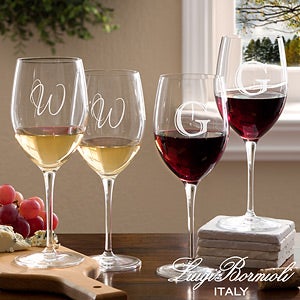 Personalized Wine Glasses with Initial Monogram - Bormioli Rocco - 10566-N