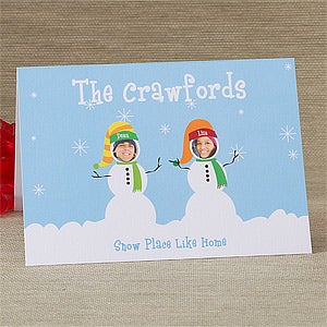 Personalized Photo Snowman Family Christmas Cards - 10577