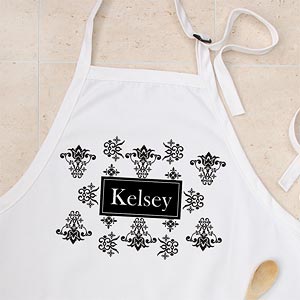 Personalized Chef's Apron & Potholder Set - Damask - 10612