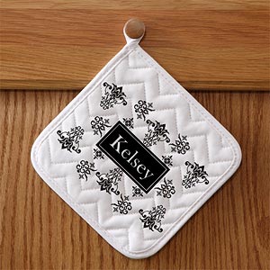 Personalized Chef's Apron & Potholder Set - Damask - 10612
