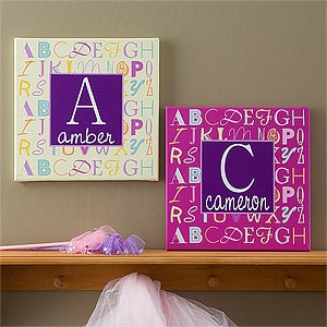 Personalized Canvas Art for Girls - Alphabet Name Art - 10667