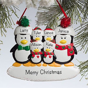 Personalized Penguin Christmas Ornaments - 6 Names - Christmas Clearance