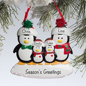 Personalized Family Christmas Ornaments - Penguins - 10775