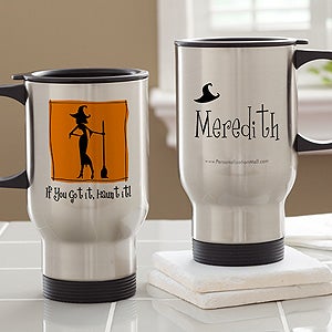 Personalized Halloween Travel Mug - Witch With Attitude - 10818