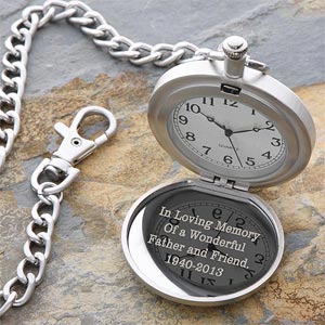 Personalized Silver Pocket Watch - In Memory  - 10832