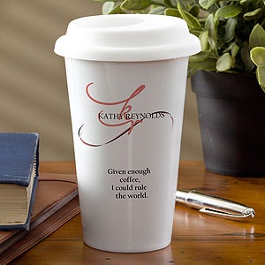 Personalized Porcelain Travel Tumblers - Monogram - 10884