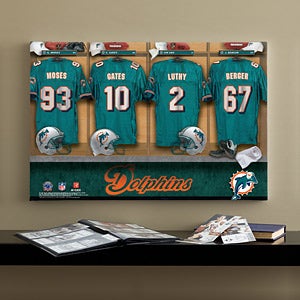 Personalized Miami Dolphins NFL Locker Room Canvas Print - 10894
