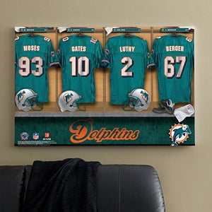 Personalized Miami Dolphins NFL Locker Room Canvas Print - 10894