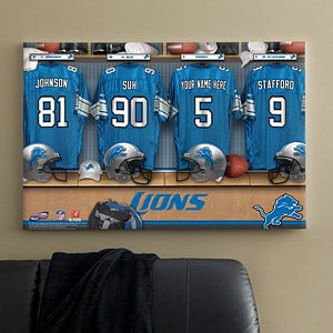 Personalized Detroit Lions NFL Locker Room Canvas Print - 10900