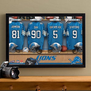 Personalized Detroit Lions NFL Locker Room Canvas Print - 10900