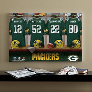 Personalized Green Bay Packers NFL Locker Room Canvas Print - 10901