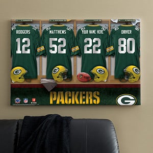 Personalized Green Bay Packers NFL Locker Room Canvas Print - 10901