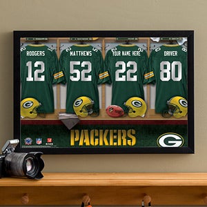 Personalized Green Bay Packers NFL Locker Room Canvas Print - 10901