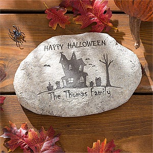 Personalized Halloween Garden Stone - Haunted House - 10922