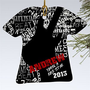 Personalized Christmas Ornaments - Rock On Guitar T-Shirt - 10968