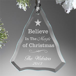 Personalized Glass Christmas Ornaments - Believe In The Magic - 10971
