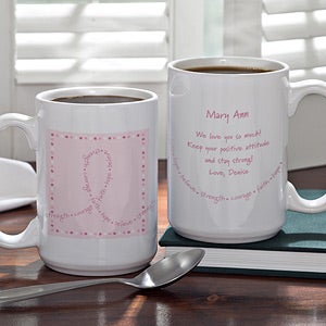 Personalized Breast Cancer Awareness Coffee Mug - Never Give Up - 11015