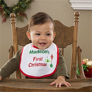 My First Christmas Personalized Baby Bib - 11018