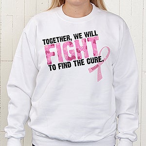 Personalized Pink Ribbon Breast Cancer Awareness Apparel - Find A Cure - 11019