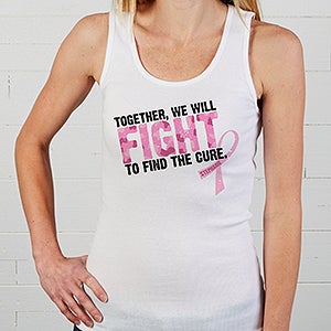 Personalized Pink Ribbon Breast Cancer Awareness Apparel - Find A Cure - 11019