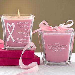 Personalized Breast Cancer Awareness Candles - Courage & Strength - 11024