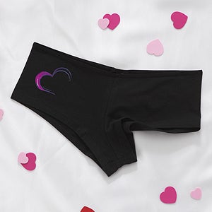 Personalized Rhinestone Heart Black Camisole and Shorties - 11138