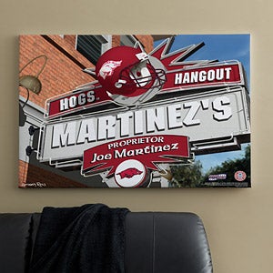 Arkansas Razorbacks Collegiate Football Personalized Pub Sign Canvas - 11173