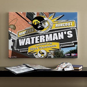 Iowa Hawkeyes Collegiate Football Personalized Pub Sign Canvas - 11177