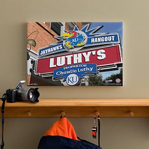 Kansas Jayhawks Collegiate Football Personalized Pub Sign Canvas - 11179