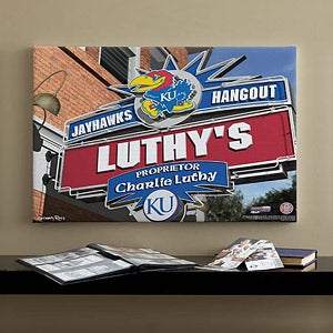 Kansas Jayhawks Collegiate Football Personalized Pub Sign Canvas - 11179