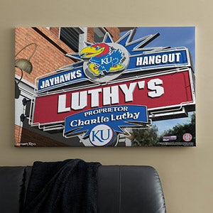 Kansas Jayhawks Collegiate Football Personalized Pub Sign Canvas - 11179