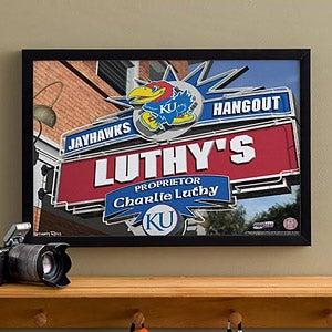 Kansas Jayhawks Collegiate Football Personalized Pub Sign Canvas - 11179