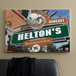 Miami Hurricanes Collegiate Football Personalized Pub Sign Canvas - 11185