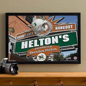 Miami Hurricanes Collegiate Football Personalized Pub Sign Canvas - 11185