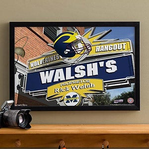 Michigan Wolverines Collegiate Football Personalized Pub Sign Canvas - 11186