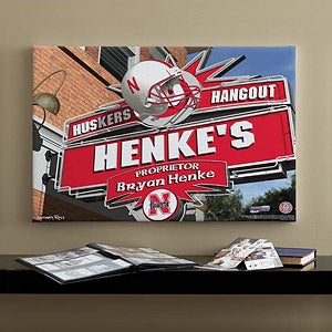 Nebraska Huskers Collegiate Football Personalized Pub Sign Canvas - 11187