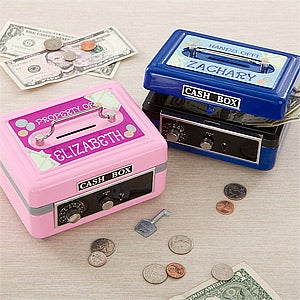 Kids Personalized Cash Box with Combination Lock and Key - 11192