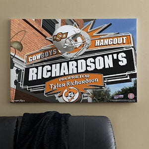 Oklahoma State Cowboys Collegiate Football Personalized Pub Sign Canvas - 11201